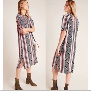 new! Anthropologie | ‘McKenzie’ Mock Neck Tunic Midi Dress Stripes